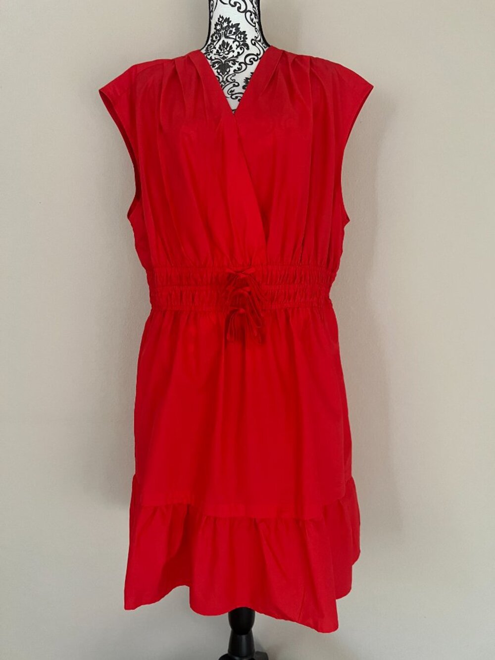 Nicole Miller Cotton Ruffle Bottom Dress - Size 2X - Red